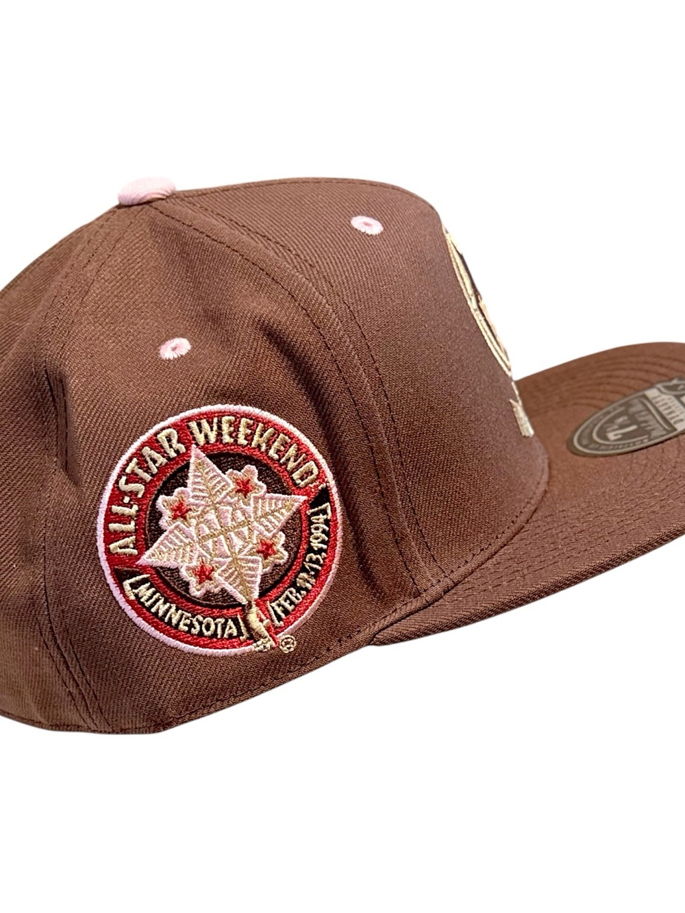 Mitchell & Ness Timberwolves Fitted Hat 7 3/8 Brown Pink NBA HWC Side Patch